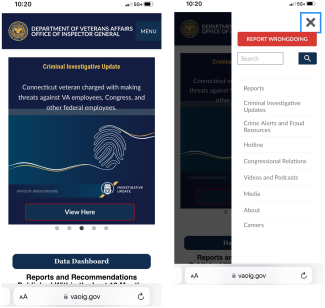 VA OIG Former Current Mobile View