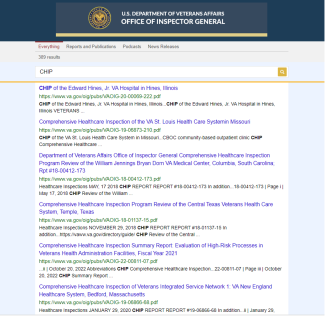 VA OIG Website Former Search Results Page